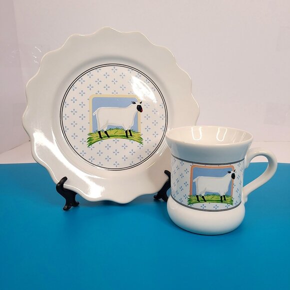Vintage Vandor Country Collection Pelzman Design Sheep Plate and Mug - Picture 1 of 8
